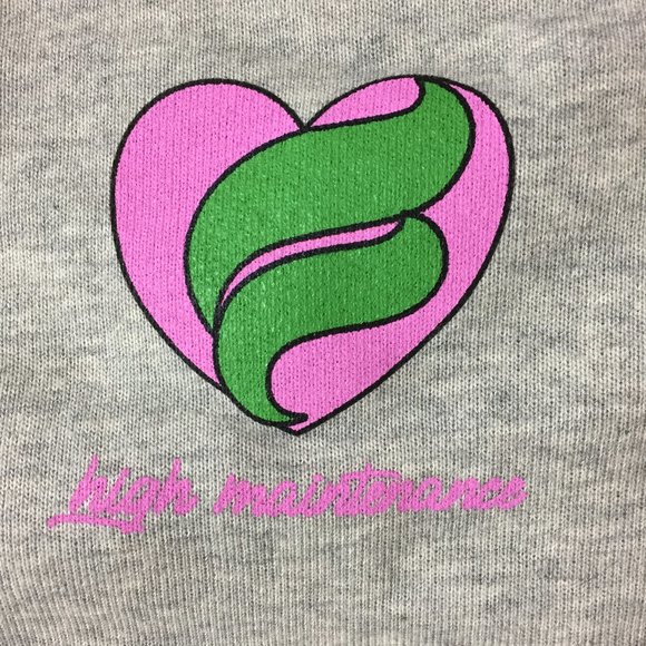 ACOA Gray Pink Green 'HIGH MAINTENANCE' Print Drawstring Hem Cropped Shirt - Picture 8 of 14